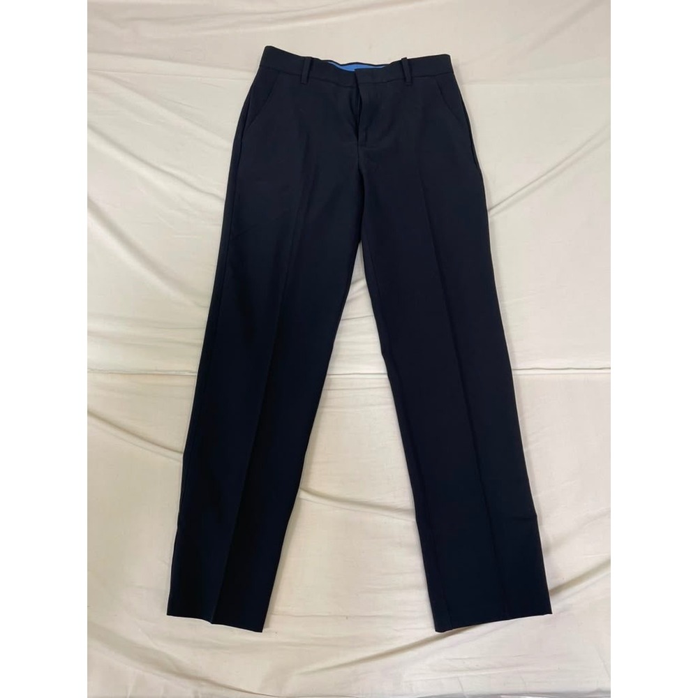 IZOD Womens Flat Front Stretch Dress Pants Black Straight Leg Trousers Size 16